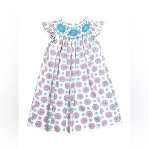 Candyland White with Pink/Blue Multicolor Floral Short‎ Sleeve Dress Size 24M